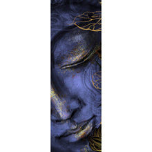 Lade das Bild in den Galerie-Viewer, Poster Buddha Violett mit goldenen Blättern Panorama Hoch