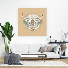 Lade das Bild in den Galerie-Viewer, Leinwandbild Buffalo Skull Quadrat