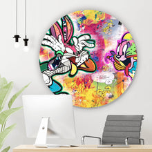 Lade das Bild in den Galerie-Viewer, Aluminiumbild gebürstet Bugs und Jerry Pop Art Kreis