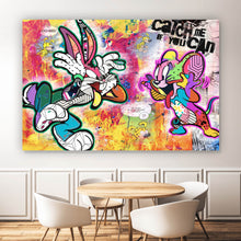 Lade das Bild in den Galerie-Viewer, Leinwandbild Bugs und Jerry Pop Art Querformat