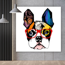 Lade das Bild in den Galerie-Viewer, Leinwandbild Bulldogge Abstrakt Quadrat