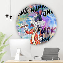 Lade das Bild in den Galerie-Viewer, Aluminiumbild gebürstet Bunny Rule Number One Kreis