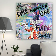 Lade das Bild in den Galerie-Viewer, Aluminiumbild gebürstet Bunny Rule Number One Quadrat