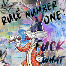 Lade das Bild in den Galerie-Viewer, Aluminiumbild gebürstet Bunny Rule Number One Quadrat