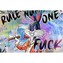 Lade das Bild in den Galerie-Viewer, Aluminiumbild gebürstet Bunny Rule Number One Querformat