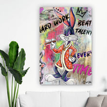 Lade das Bild in den Galerie-Viewer, Spannrahmenbild Bunny Hard Work Pop Art Hochformat