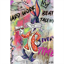 Lade das Bild in den Galerie-Viewer, Leinwandbild Bunny Hard Work Pop Art Hochformat
