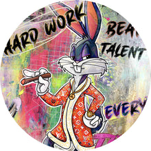 Lade das Bild in den Galerie-Viewer, Aluminiumbild gebürstet Bunny Hard Work Pop Art Kreis