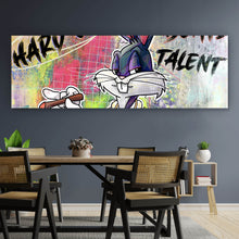 Lade das Bild in den Galerie-Viewer, Leinwandbild Bunny Hard Work Pop Art Panorama