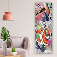 Lade das Bild in den Galerie-Viewer, Leinwandbild Bunny Hard Work Pop Art Panorama Hoch