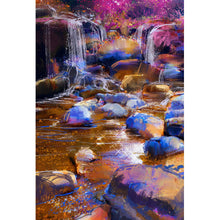 Lade das Bild in den Galerie-Viewer, Leinwandbild Bunte Malerei eines Wasserfalls Hochformat