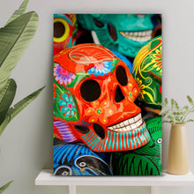 Lade das Bild in den Galerie-Viewer, Poster Bunte mexikanische Schädel Hochformat