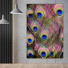 Lade das Bild in den Galerie-Viewer, Acrylglasbild Bunte Pfauenfedern Hochformat