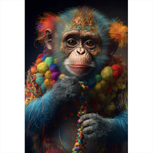 Lade das Bild in den Galerie-Viewer, Spannrahmenbild Bunter Affe Digital Art Hochformat