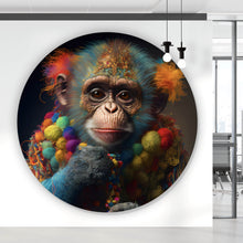 Lade das Bild in den Galerie-Viewer, Aluminiumbild Bunter Affe Digital Art Kreis