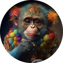 Lade das Bild in den Galerie-Viewer, Aluminiumbild Bunter Affe Digital Art Kreis