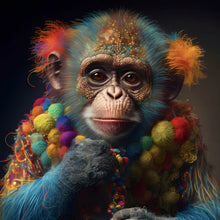 Lade das Bild in den Galerie-Viewer, Poster Bunter Affe Digital Art Quadrat