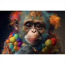 Lade das Bild in den Galerie-Viewer, Leinwandbild Bunter Affe Digital Art Querformat