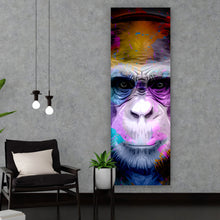Lade das Bild in den Galerie-Viewer, Spannrahmenbild Bunter Affe mit Kopfhörer Panorama Hoch