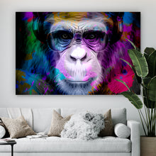 Lade das Bild in den Galerie-Viewer, Poster Bunter Affe mit Kopfhörer Querformat