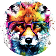 Lade das Bild in den Galerie-Viewer, Aluminiumbild gebürstet Bunter Fuchs Pop Art Kreis