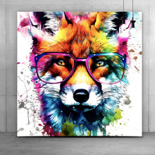 Lade das Bild in den Galerie-Viewer, Leinwandbild Bunter Fuchs Pop Art Quadrat