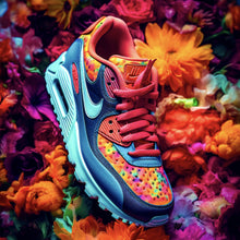 Lade das Bild in den Galerie-Viewer, Leinwandbild Bunter Sneaker in Blumenmeer Quadrat
