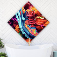 Lade das Bild in den Galerie-Viewer, Aluminiumbild Bunter Sneaker in Blumenmeer Raute