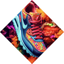 Lade das Bild in den Galerie-Viewer, Aluminiumbild Bunter Sneaker in Blumenmeer Raute
