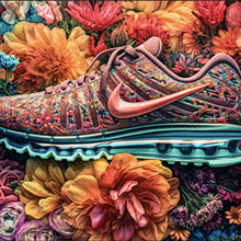 Lade das Bild in den Galerie-Viewer, Acrylglasbild Bunter Sneaker in Blumenbett Quadrat
