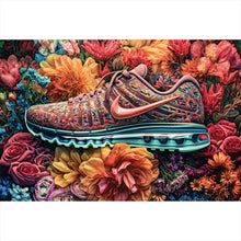 Lade das Bild in den Galerie-Viewer, Spannrahmenbild Bunter Sneaker in Blumenbett Querformat