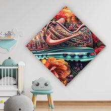 Lade das Bild in den Galerie-Viewer, Poster Bunter Sneaker in Blumenbett Raute