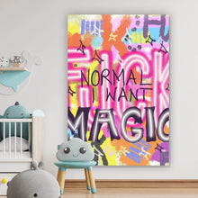 Lade das Bild in den Galerie-Viewer, Leinwandbild Buntes Graffiti Spruchbild Neon Hochformat