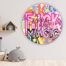 Lade das Bild in den Galerie-Viewer, Aluminiumbild gebürstet Buntes Graffiti Spruchbild Neon Kreis