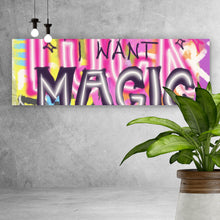 Lade das Bild in den Galerie-Viewer, Leinwandbild Buntes Graffiti Spruchbild Neon Panorama