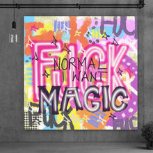 Lade das Bild in den Galerie-Viewer, Leinwandbild Buntes Graffiti Spruchbild Neon Quadrat