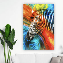 Lade das Bild in den Galerie-Viewer, Spannrahmenbild Buntes Zebra Abstrakt Hochformat