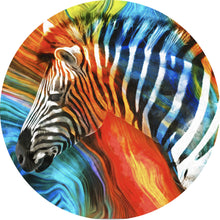 Lade das Bild in den Galerie-Viewer, Aluminiumbild gebürstet Buntes Zebra Abstrakt Kreis