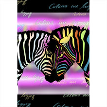 Lade das Bild in den Galerie-Viewer, Leinwandbild Buntes Zebrapaar Hochformat