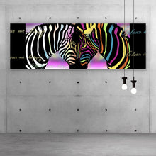 Lade das Bild in den Galerie-Viewer, Leinwandbild Buntes Zebrapaar Panorama
