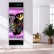 Lade das Bild in den Galerie-Viewer, Acrylglasbild Buntes Zebrapaar Panorama Hoch