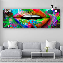 Lade das Bild in den Galerie-Viewer, Acrylglasbild Canabis Lippen Panorama
