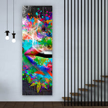 Lade das Bild in den Galerie-Viewer, Acrylglasbild Canabis Lippen Panorama Hoch