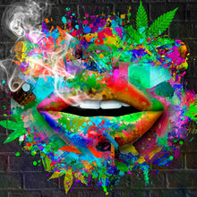 Lade das Bild in den Galerie-Viewer, Poster Canabis Lippen Quadrat