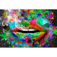 Lade das Bild in den Galerie-Viewer, Spannrahmenbild Canabis Lippen Querformat