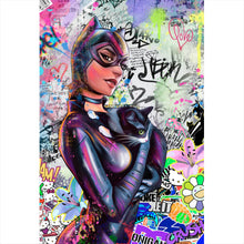 Lade das Bild in den Galerie-Viewer, Leinwandbild Catgirl Pop Art Hochformat