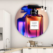 Lade das Bild in den Galerie-Viewer, Aluminiumbild gebürstet Luxus Chanel Parfüm Kreis