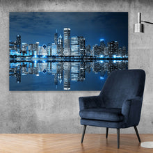 Lade das Bild in den Galerie-Viewer, Aluminiumbild Chicago bei Nacht Querformat