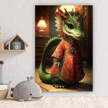 Lade das Bild in den Galerie-Viewer, Acrylglasbild Chinesischer Baby Drache Digital Art Hochformat