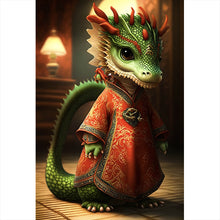 Lade das Bild in den Galerie-Viewer, Aluminiumbild Chinesischer Baby Drache Digital Art Hochformat